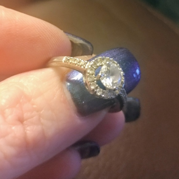 Sterling silver halo engagement ring. - Picture 4 of 5